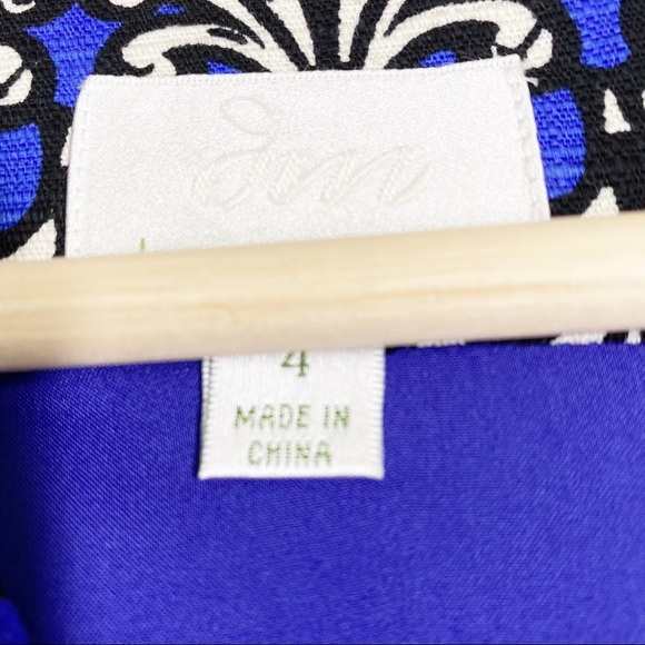 NEW Donna Morgan Cobalt Blue Ivory Multi Print Sheath Dress 4 - Picture 10 of 13